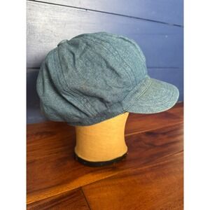 The Vermont Country Store Womens Denim Baker Boy Cap Hat 100% Cotton